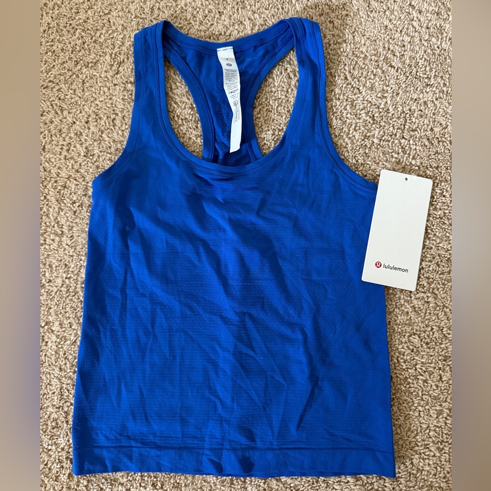 Brand new cobalt lululemon racer back tank top size 4